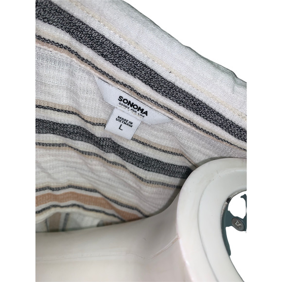 Sonoma White Striped Button Down Blouse L - Picture 4 of 5